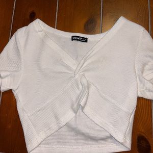 cropped shein top going out with knot in middle
